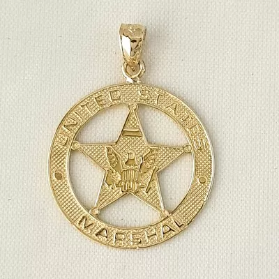 14k Yellow Gold US MARSHAL Badge Pendant / Charm Made In USA • $354.06