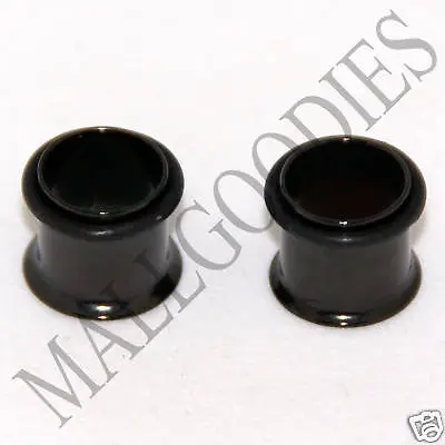 0076 Black Single Flare Flesh Steel Tunnels Earlets Gauges 00G Plugs 10mm PAIR • $7.95