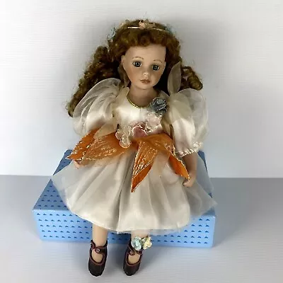 Homeart Porcelain Doll Collectors Doll Fairy Brown Curly Hair Sitting China 37cm • $31.90