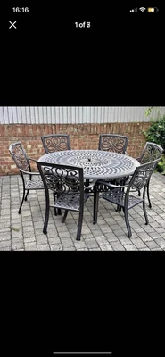 £500 • Buy Cast Aluminium Garden Table And 6 Chairs 