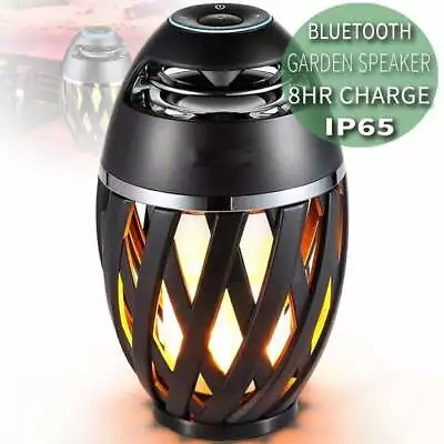 Bluetooth LED Flame Effect Lantern Speaker 8 Hour Charge IP65 Outdoor Garden • £55.99