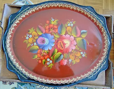 Toleware Handpainted Tray-18 X 14  In Size...heavyweight-nicely Done • $9.99