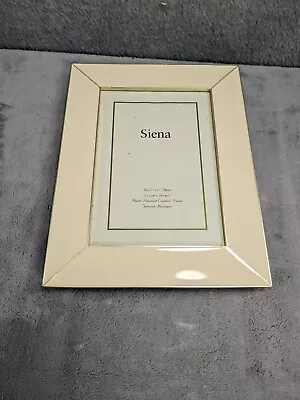 Siena Free Standing White Enamel With Gold Trim Holds 5x7” Photo Frame • $24.98