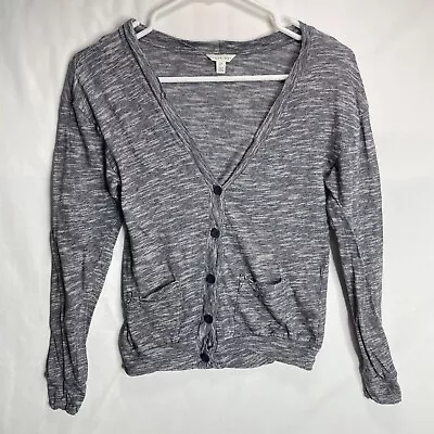 I Love H81 Forever 21 Womens Small S Gray White Striped Cardigan Jacket Cotton • $1.60