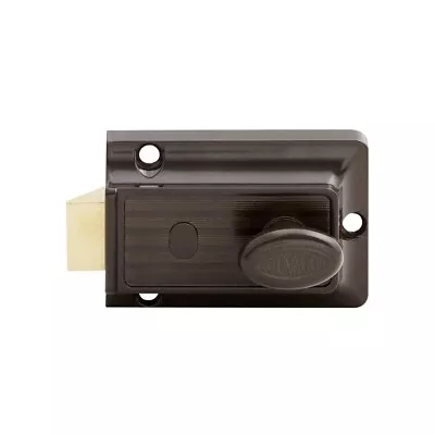 Lockwood 100-4 Door Lock Rim Night Latch Outward Opening No Cylinder Brown • $47.37