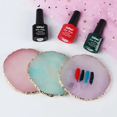 Resin Agate Nail Art Color Painting Palette Holder Drawing Plate Manicure Tool * • $4