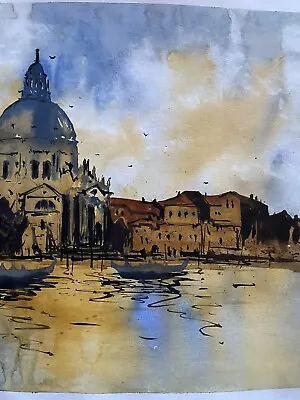 Watercolor Venice Painting City Decoration Venezia Italy Art Canal Gondole • $70