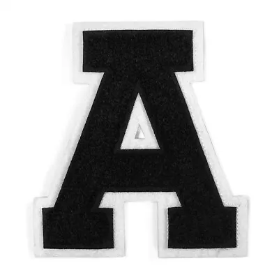$6.50 • Buy 4-1/2  Chenille Stitch Varsity Iron-On Patch By Pc, Black/White, TR-11648