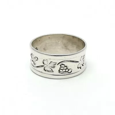 Vintage Ed Levin Sterling Silver Grapevine Grapes & Leaves Wedding Band Ring • $90.25