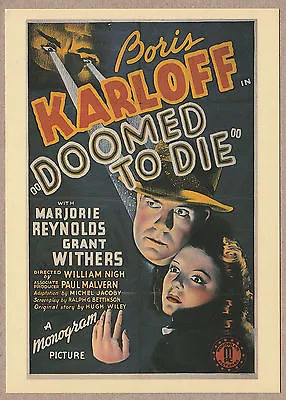  Doomed To Die  Movie Postcard Boris Karloff (1940 Monogram Pictures) Ships FREE • $6.99