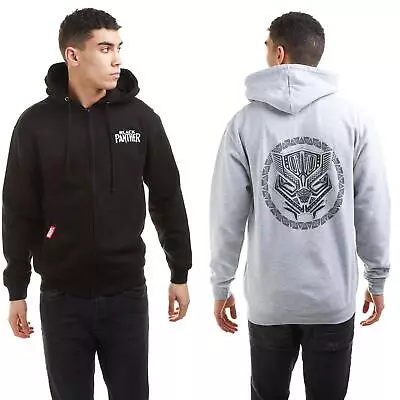 Black Panther Mens Hoodie Zip Up Jacket Symbol Marvel Black S - XXL Official • £34.99