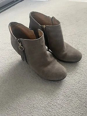 Cara Grey Suede Heeled Boots Size 37 • £20