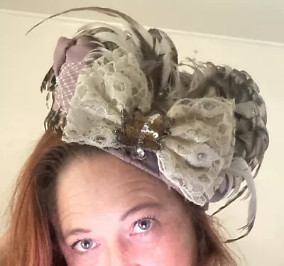 Vintage Pheasant Feathered Hat 20s - 30s Art Deco Flapper Hat Handmade By Ella • $30