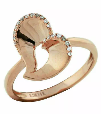 Estate .09ct Diamond 14kt Rose Gold 3d Classic Valentine Heart Love Ring • $928.20