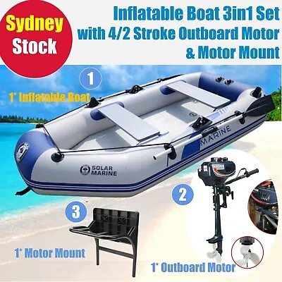 $1557 • Buy Inflatable Boat Dinghy 3in1 Set With 2 Or 4 Stroke Outboard Motor & Motor Mount