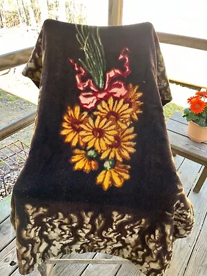 Vintage CHASE Mohair Plush Carriage Robe Buggy Lap Robe Sleigh Blanket Flowers • $125