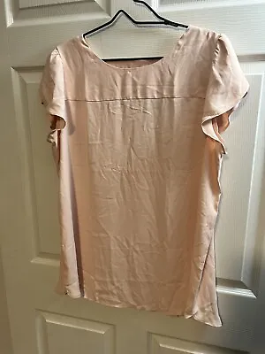 Women's Loft Maternity Top NWT  Pink Flutter Sleeve New Lightweight Size L • $16.14