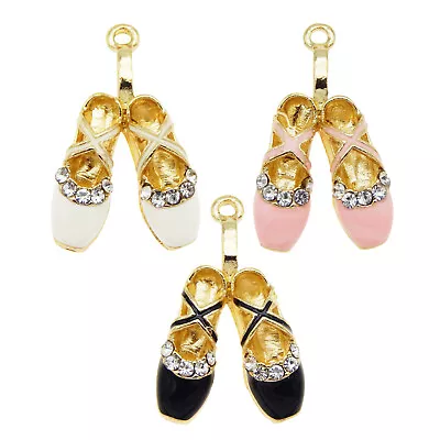 6pcs Enamel Colorful Alloy 26x16mm Dance Shoes Look Pendant Charm DIY Findings • £5.27