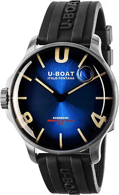 U-Boat 8704/C DARKMOON 44MM BLUE SS SOLEIL Silver Black Rubber Men's Watch NEW • $1349