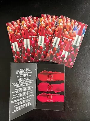 Lot 5x MAC Lipstick Sample Cards Set Ruby Woo MAC Red Cockney Pill Sample Size • $9.99