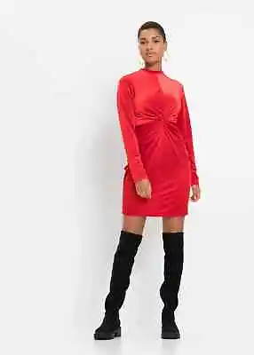 Bonprix Rainbow Dress Velvet Twist Party Dress Size XL 22-24 Red Plus Size • £13