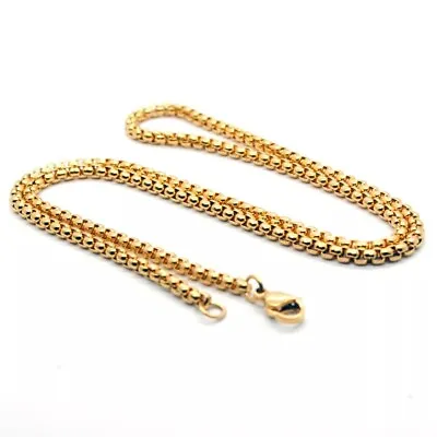 Wholesale 18K Gold Plated 3mm Square Rolo Box Cylinder Chain Necklace 18 - 28  • $5.69