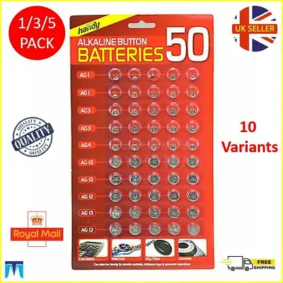 50 X Assorted Watch Cell Batteries AG1 AG3 AG4 AG10 AG12 AG13 Toys Watches Keys • £2.90