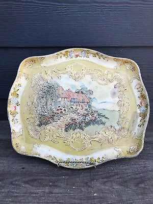 Vtg Paper Mache Serving Tray Occupied Japan 12” X 14” 1950s French Provincial • $20.50