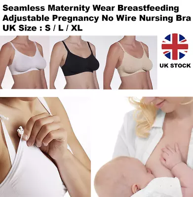 Seamless Maternity Wear Breastfeeding Adjustable Pregnancy No Wire Nursing Bra • £6.15