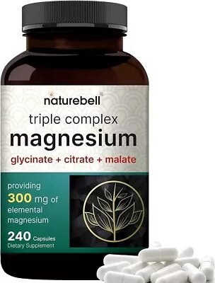 Triple Complex Magnesium Supplement 240 Capsules | Magnesium Glycinate 500mg Wi • $19.49