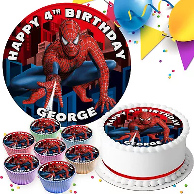 Spiderman Birthday Party Personalised Edible Cake Topper & Cupcake Toppers Sv001 • £7.99