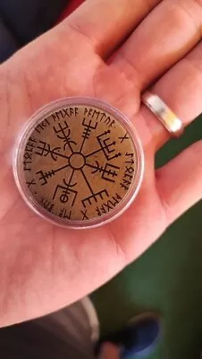 Nordic Viking Coin Vegvisir Guidepost Compass With Prestigious Case • $8.90