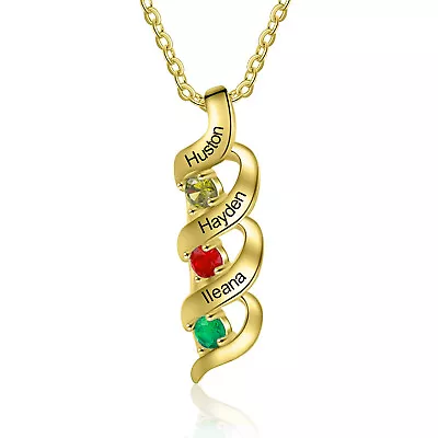 Women Infinity Bar Necklace Personalised 1-10 Name Birthstone Jewelry For Mother • $13.66