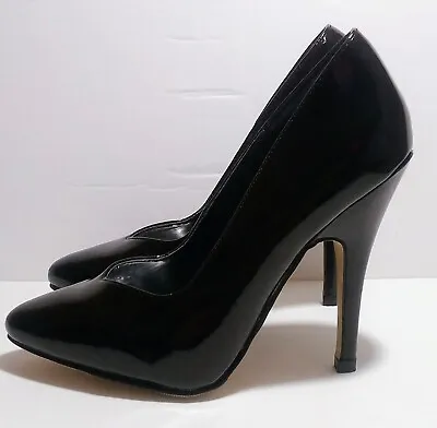 Ellie Shoes 8260 4  High Heel Fetish Pump Black Size 7 Stiletto + Xtra Heel Tips • $24