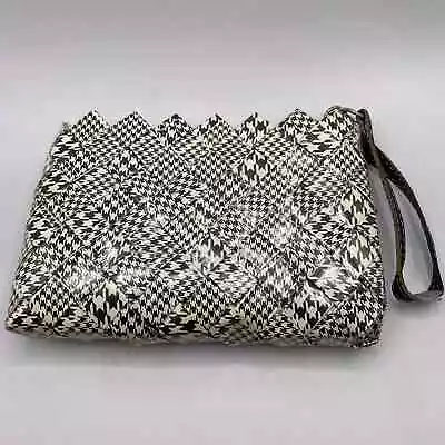 Nahui Ollin Woven Plastic Black & White Y2K Houndstooth Clutch Wristlet  • $25