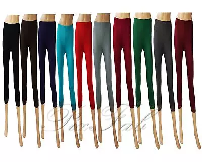 Womens Legging With Lace Black Blue Red Brown Grey Smart Short 3/4 Size 8 - 22 • £4.95