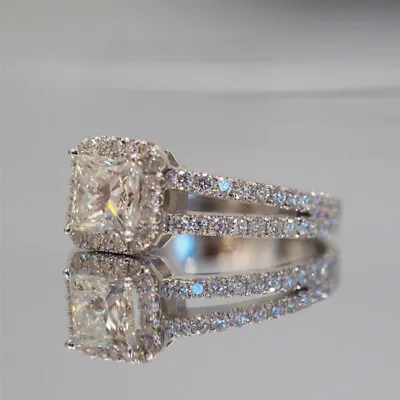 $2.37 • Buy Luxury Wedding Gift 925 Silver Ring Women Cubic Zircon Jewelry Sz 6-10