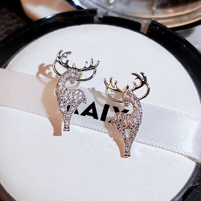 Cute Women Elk 925 Silver Filled Wedding Stud Earring Cubic Zircon Jewelry Gift • $1.94