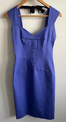 Roland Mouret For Harrods Structured Pencil Dress Size 10 UK Blue Stretch • $68