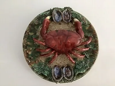 Majolica Palissy Style Crab Plate Handmade Crustacean Rustic 3D Marine Artwork • £250