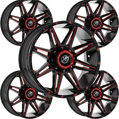 (Set Of 5) XF Off-Road XF-220 17x9 6x135/6x5.5  +0mm Black/Red Wheels Rims • $1274.60