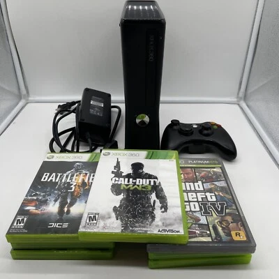 $84.95 • Buy Microsoft Xbox 360 Console Black Model 1439 Controller Power Cable 7 Games 