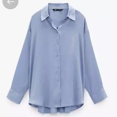 Zara L Satin Oversized Button Down Medium • $22