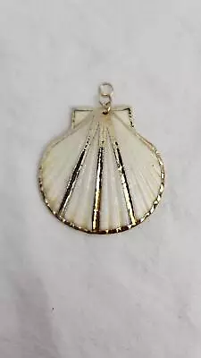 Scallop Matte Mother Of Pearl Pendant - 2 1/16 In Vintage Ca 1980 • $20.09