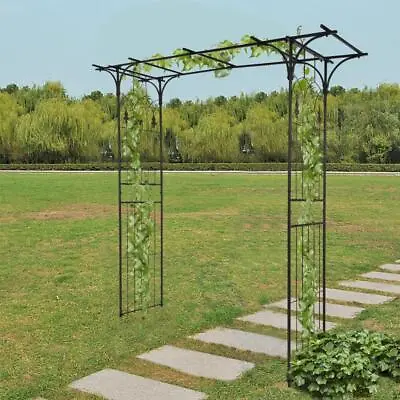 £45.95 • Buy Metal Garden Gate Wedding Rose Arch Pergola Archway Climbing Plant Trellis Black