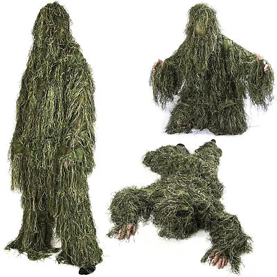 Nitehawk Kids/Childrens Woodland Camo/Camouflage Hunting 3D Ghillie Burlap Suit • £36.99