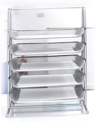 5 Tier Office Filing Trays Holder A4 Document Letter Paper Wire Mesh Storage Or • £22.62