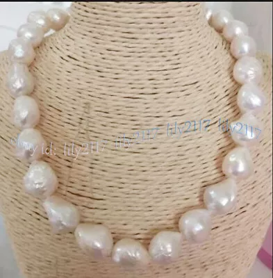 Huge 13-16mm Real Natural South Sea White Baroque Edison Pearl Necklace AAA • $49.98