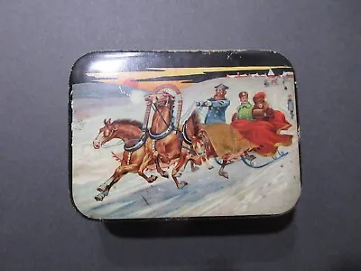 Vintage Rare Tetley's Tea Russian The Deluxe Empty Tin Horse & Sleigh • $12.50