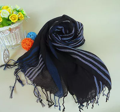 Mens Womens Warm Mixed Color Striped Scarves Tassel Fringe Long Scarf Shawl M74 • $7.49